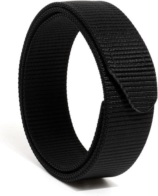 HOTTACNEX No-Scratch Nylon Belt 1 3/8" No Metal Buckle Belt w/Hook & Loop Closure TSA Approved for Work Travel Mechanic Driver