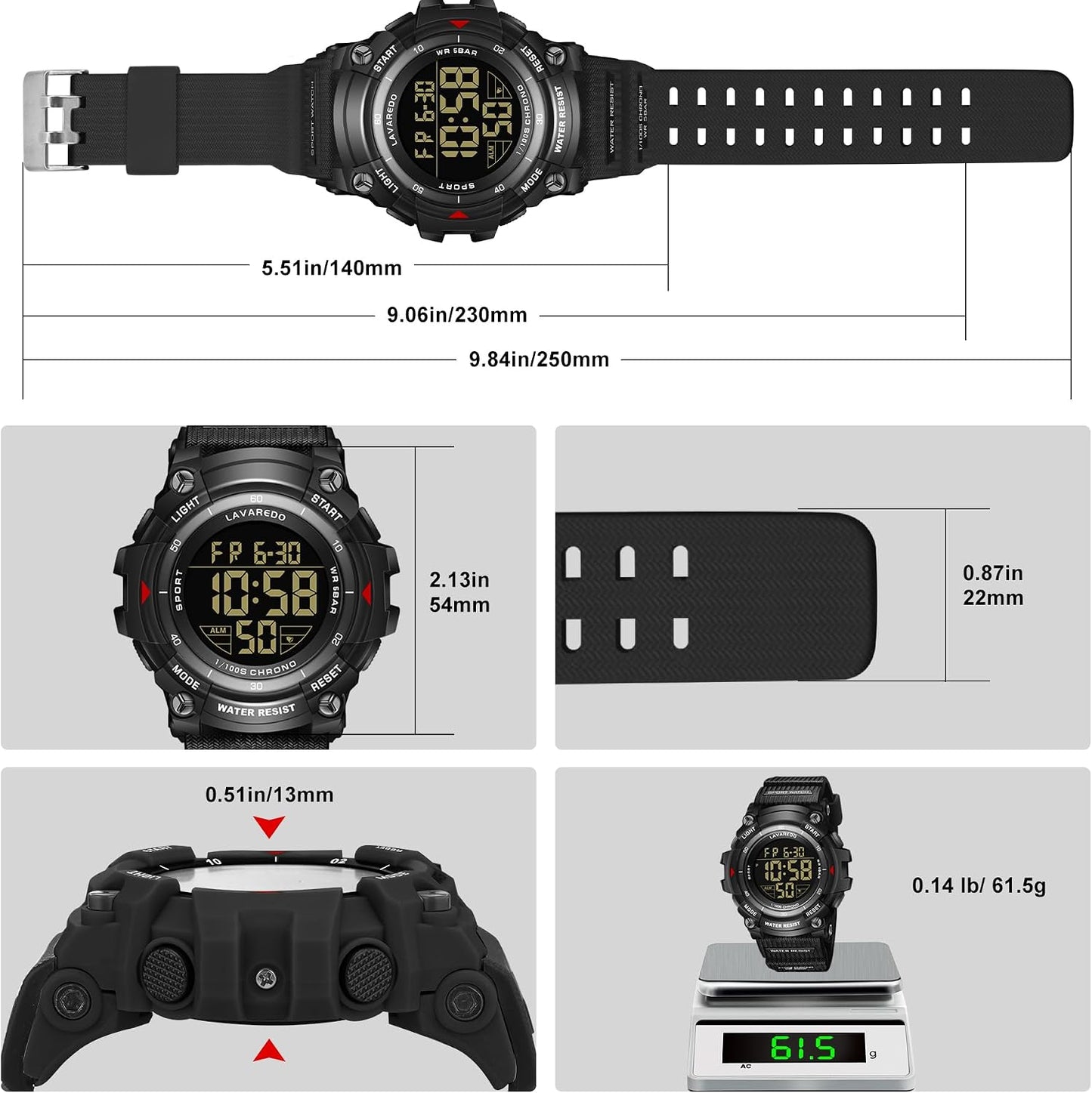 HOTMen's Digital Watch Sports Outdoor Waterproof Watches for Men with LED Backlight Alarm Stopwatch Mens Watches Digital Chronograph Military Date