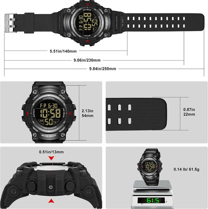 HOTMen's Digital Watch Sports Outdoor Waterproof Watches for Men with LED Backlight Alarm Stopwatch Mens Watches Digital Chronograph Military Date