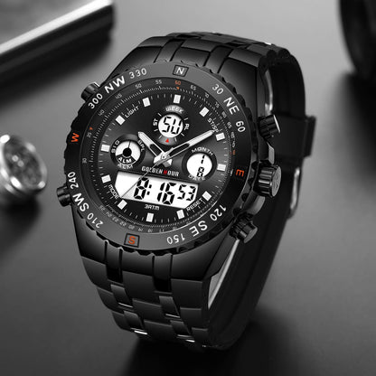 HOTGOLDEN HOUR Luxury Military Sports Men's Watches Large Size Big Face 3ATM Waterproof, Stopwatch, Date and Date, Alarm, Luminous Digital Analog Wrist Watch with Rubber Band