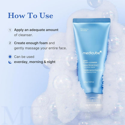 HOTmedicube Facial Cleanser Zero Foam Cleanser for Pore & Excess Oil Care | Daily Gentle Cleansing Foam - Excess Sebum Control, Hydration, Pore Minimization, Korean Skincare, Sensitive Skin, 4.23 oz