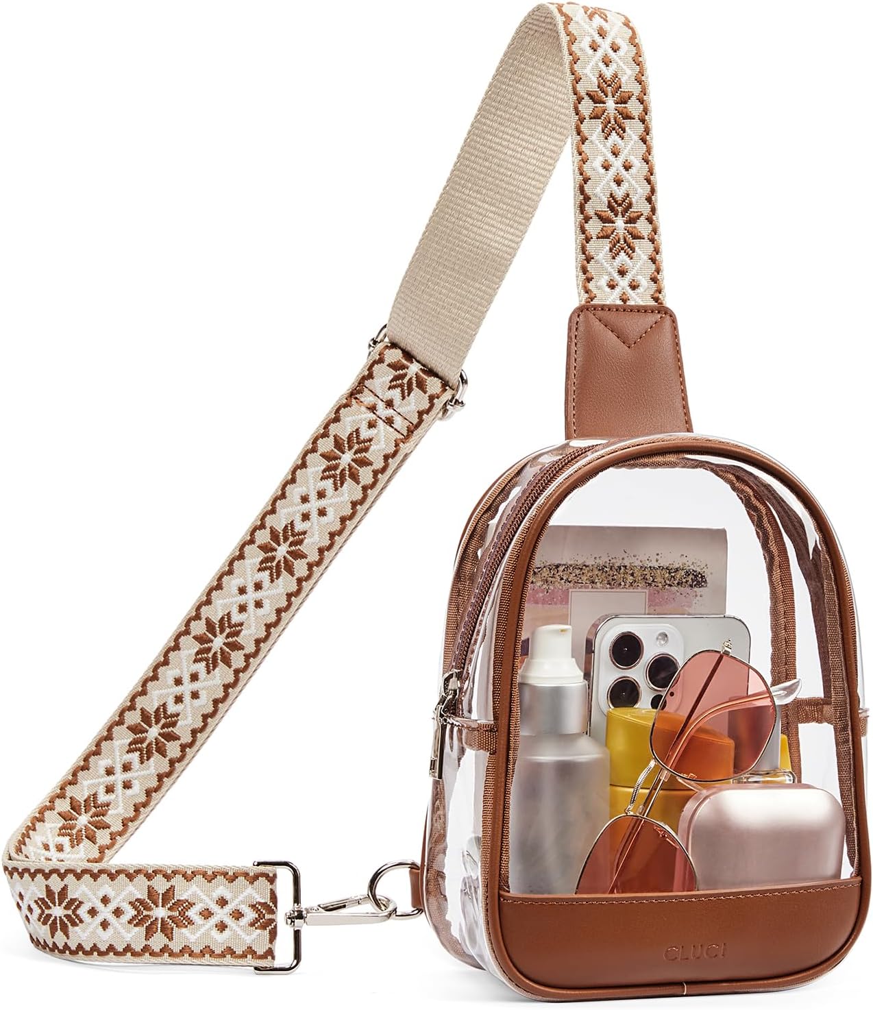 HOTCLUCI Clear Bag for Stadium Events Bundles with Keychain Wallet for Women