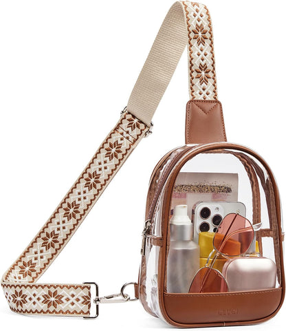 HOTCLUCI Clear Bag for Stadium Events Bundles with Keychain Wallet for Women
