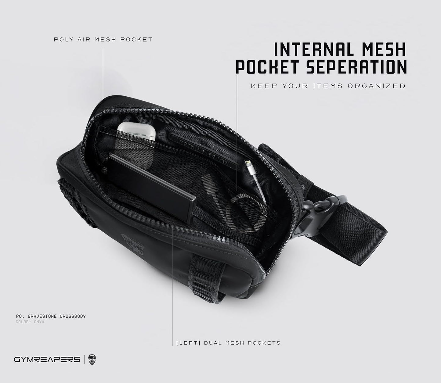 HOTGymreapers Travel Small Crossbody Bags for Men & Women with Hidden Pocket - Waterproof Crosssbody Fanny Pack for Men with Adjustable Shoulder Sling Belt for Traveling, Running & Hiking (Onyx)