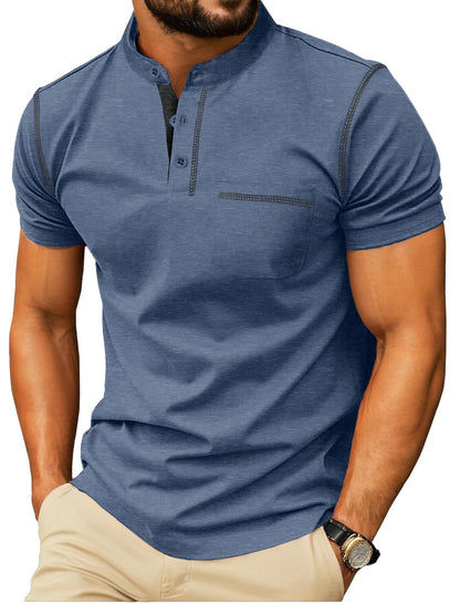 HOTSailwind Mens Henley Shirts Short Sleeve Summer Casual Classic Cotton T Shirts Pocket Button Shirt