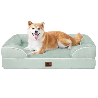 HOTEHEYCIGA Orthopedic Dog Beds for Extra Large Dogs 44x32Inch, Polyurethane Foam XL Pet Bed with Sides, Non-Slip and Egg-Crate Foam Big Dog Couch Bed with Washable Removable Cover, Grey