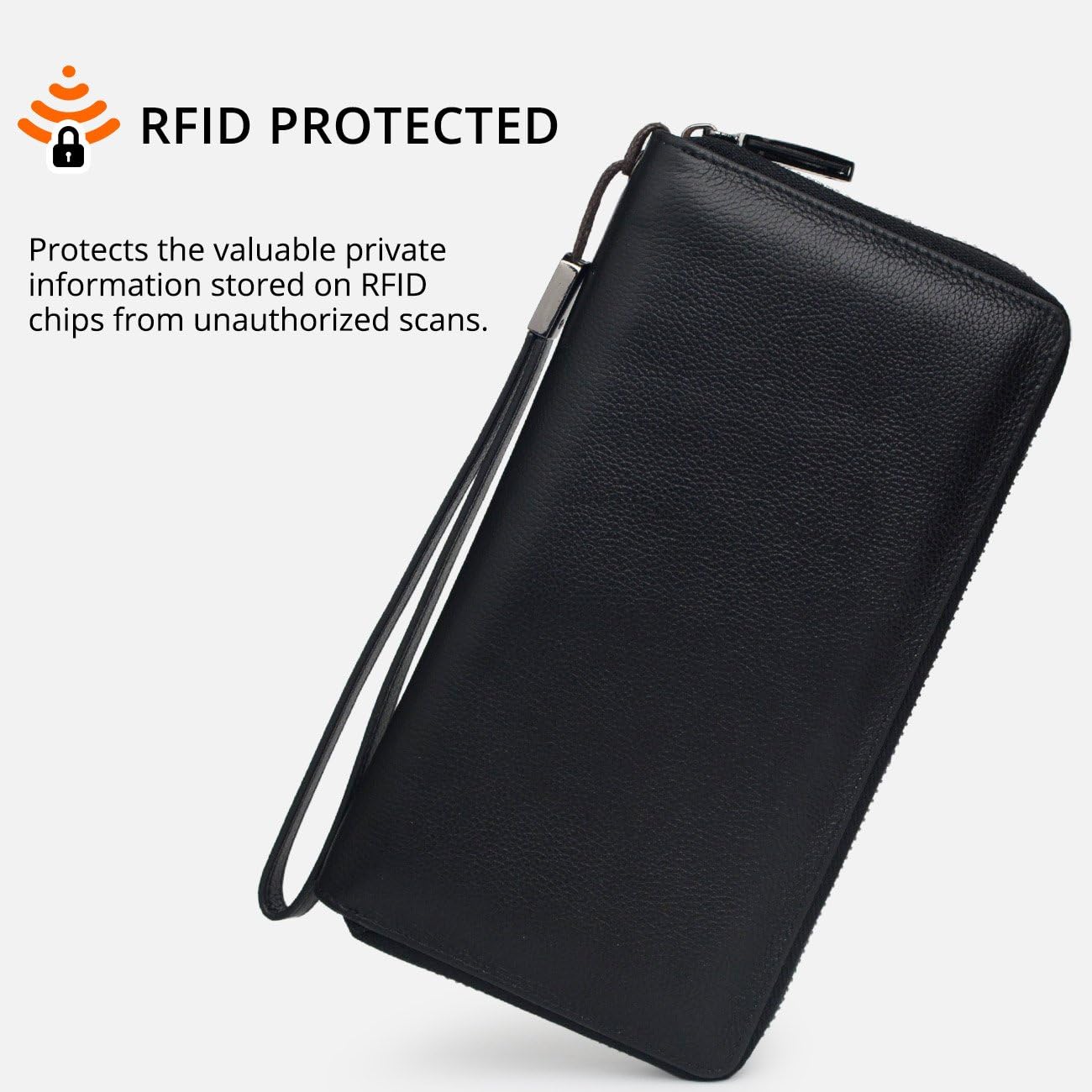 HOTBveyzi Women RFID Blocking Wallet Leather Zip Around Phone Clutch Large Capacity Ladies Travel Purse Wristlet