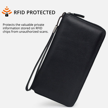 HOTBveyzi Women RFID Blocking Wallet Leather Zip Around Phone Clutch Large Capacity Ladies Travel Purse Wristlet