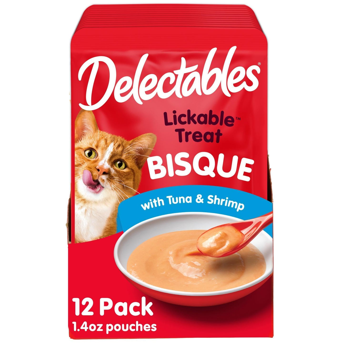 HOTDelectables Lickable Treat Bisque Wet Cat Treat Variety Pack, Food Topper, Hydrating, Grain-Free, No Fillers, No By-Products, No Added Preservatives, 1.4oz Pouch, 30ct