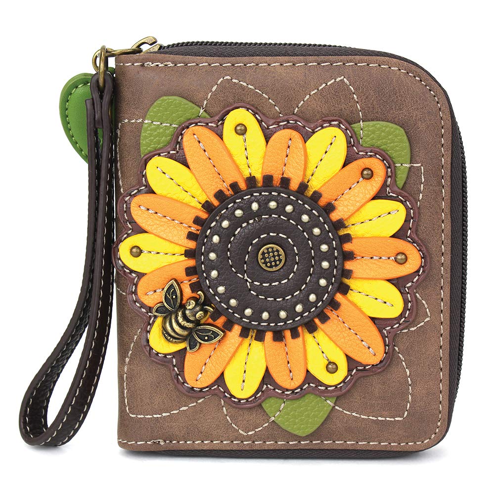 HOTCHALA Zip Around Wallet, Wristlet, 8 Credit Card Slots, Sturdy Pu Leather - Frog - Turquoise
