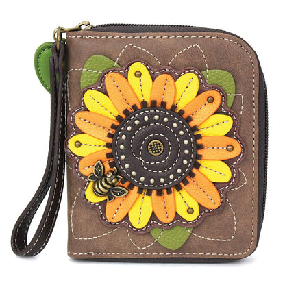 HOTCHALA Zip Around Wallet, Wristlet, 8 Credit Card Slots, Sturdy Pu Leather - Frog - Turquoise