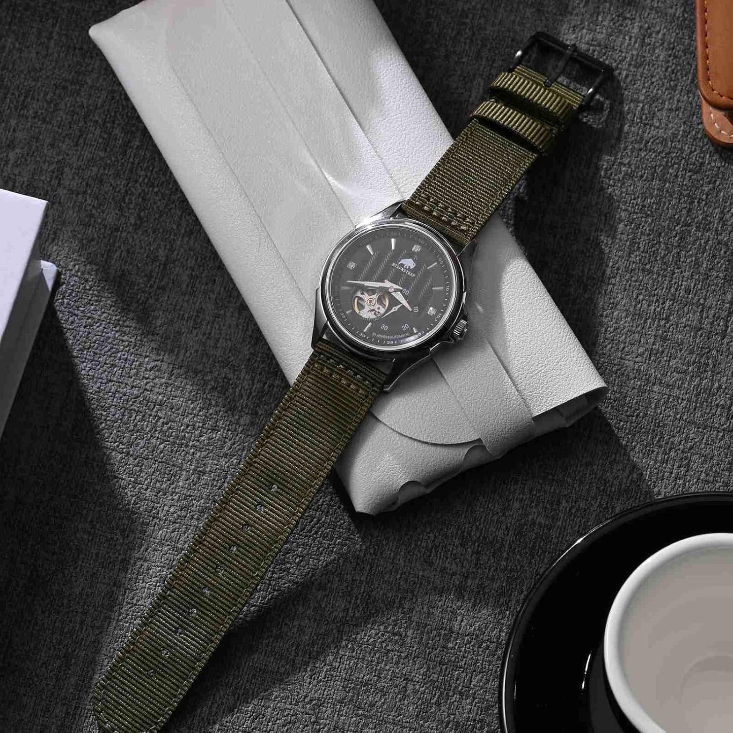 HOTBISONSTRAP Men’s Nylon Watch Bands, Two-Piece Military Watch Straps, Quick Release, Brushed Buckle, Band Width 18mm 19mm 20mm 22mm