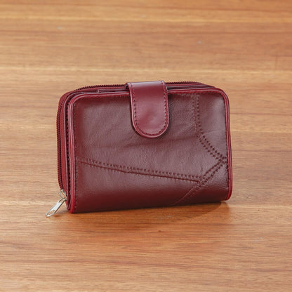 HOTFox Valley Traders Women's Patch Leather Multi-Pocket Wallet | Burgundy, Lambskin leather with polyurethane lining, Card Holder, Coin Slot, Compact, ID Window, Spacious, Stain Resistant