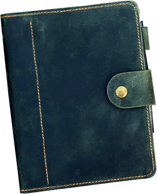HOTPersonalized A5 green distressed leather organizer agenda refillable travel binder planner NBA522TB