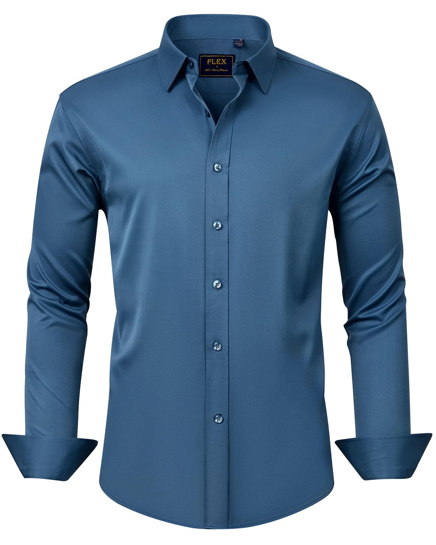 HOTJ.VER Men's Dress Shirts Solid Long Sleeve Stretch Wrinkle-Free Formal Shirt Business Casual Button Down Shirts