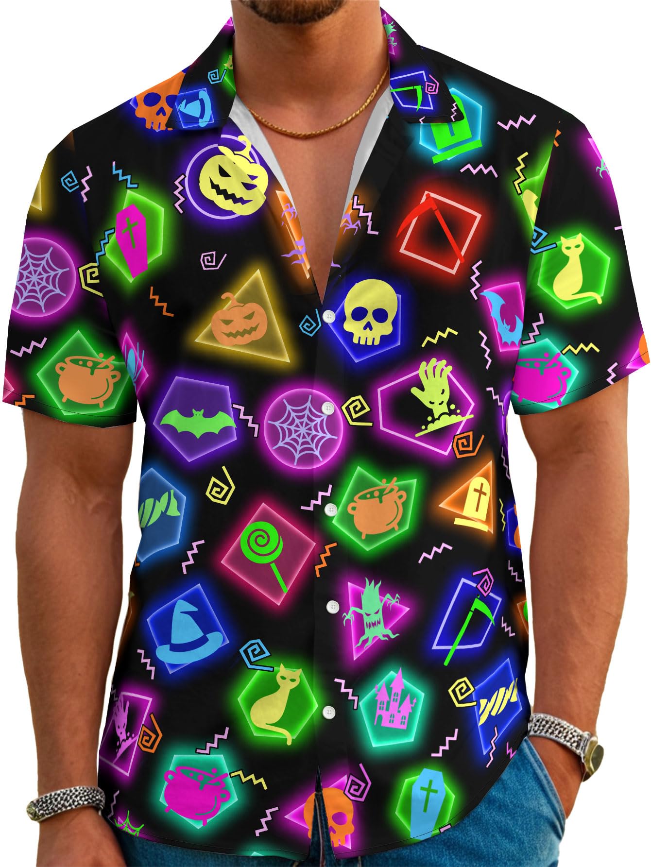 HOTDFZ Funny Hawaiian Shirts for Men Summer Beach Short Sleeve Button Down Shirt Theme Party Shirt