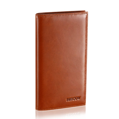 HOTHISCOW Slim Leather Checkbook Cover for Personal Checks | Full grain cowhide, transaction register & check book pockets, removable duplicate divider, durable stitching, gifts for men