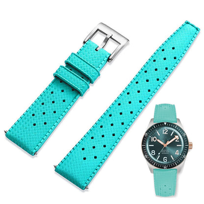 HOTFKM Rubber Watch Strap Quick Release Tropical Style Fluororubber 18mm 19mm 20mm 21mm 22mm Soft Breathable Durable FKM Rubber Watch Band Universal Replacement Band Strap for Men Women