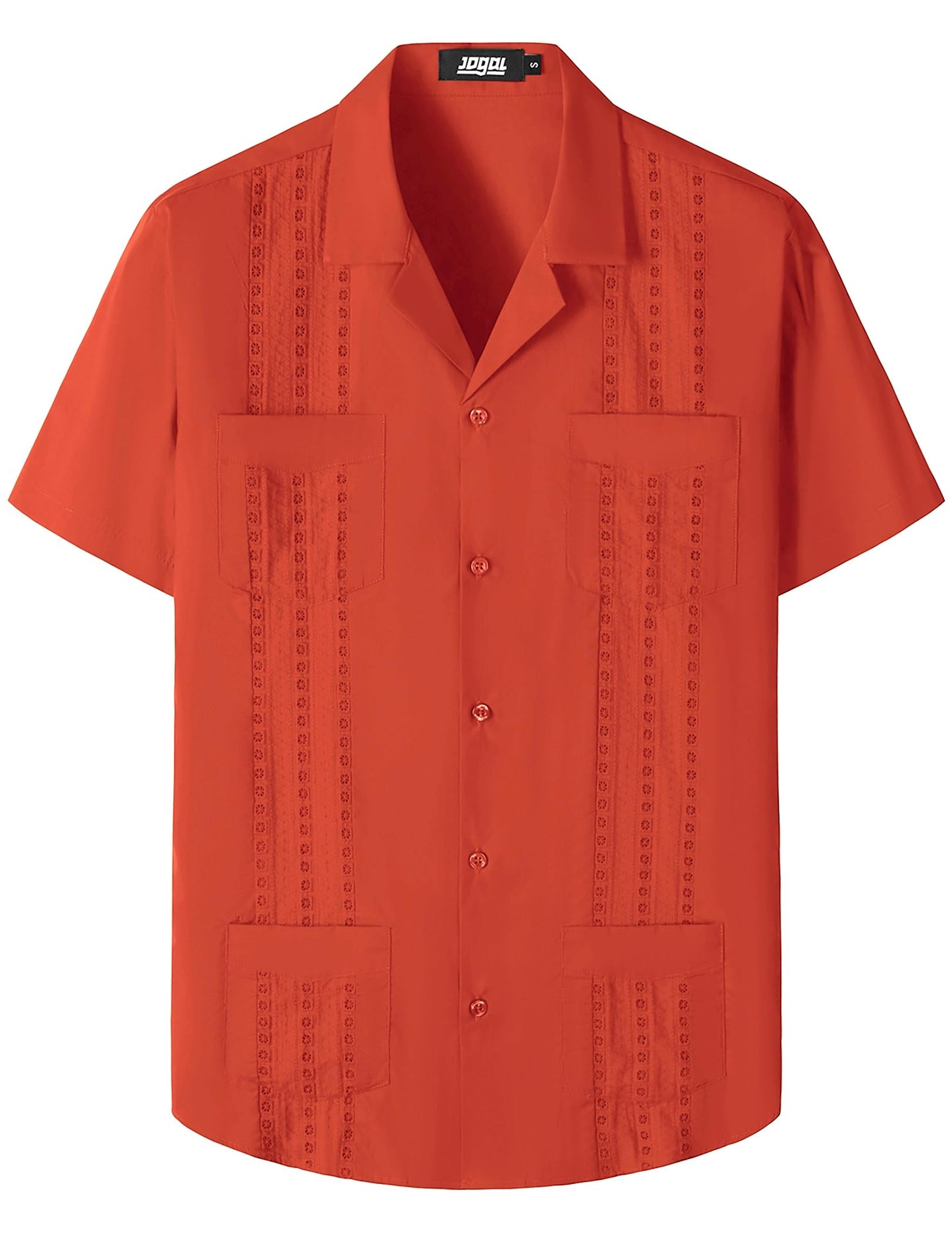 HOTJOGAL Mens Guayabera Shirts Cuban Short Sleeve Casual Button Down Beach Shirt