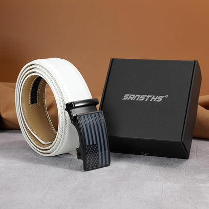 HOTSANSTHS Men's Belts Leather Ratchet Dress Belts for Men with Adjustable Slide Buckle in Gift Box