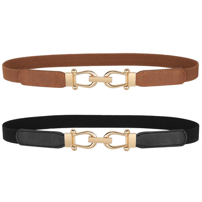 HOTJASGOOD Women Skinny Elastic Stretch Belt for Dresses Retro Ladies Waist Vintage Thin Belt