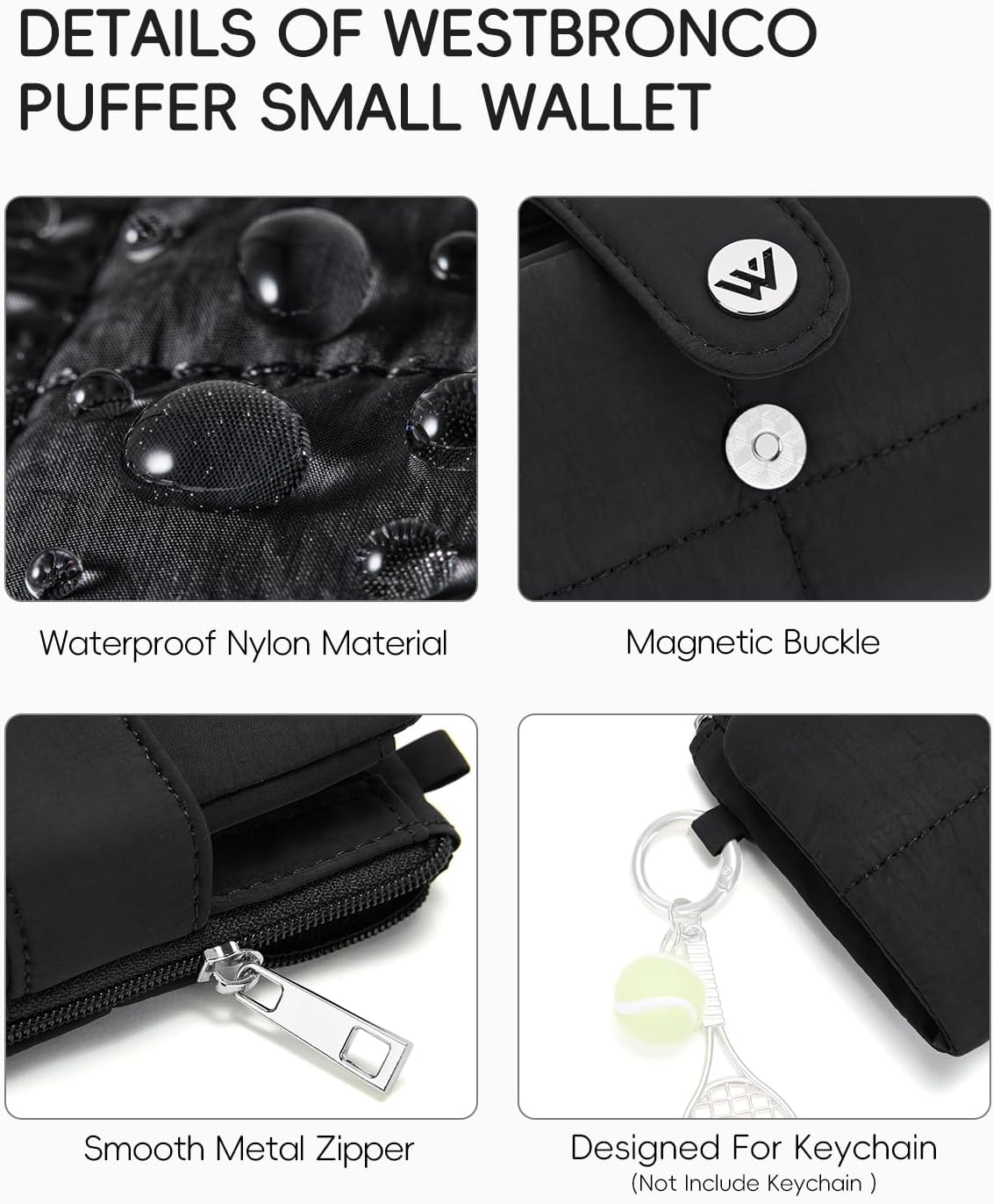 HOTWESTBRONCO Puffer Small Wallet for Women RFID Blocking Card Holder Wallets, Womens Bifold Wallet with Zipper Coin Pocket & ID Window