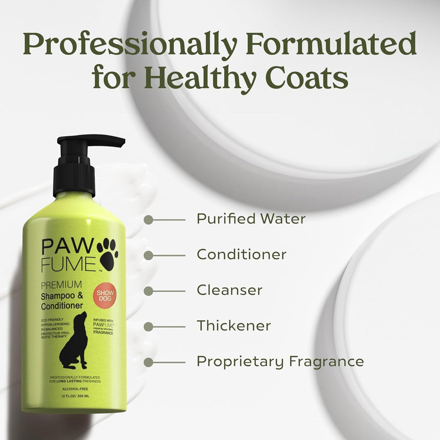 HOTPAWFUME Deshedding Dog Shampoo and Conditioner, Show Dog, 1-Pack – Nourish & Detangle for Silky Soft Coat – Probiotic, Deep-Cleaning, pH-Balanced Formula – Salon-Quality Shampoo for Dogs