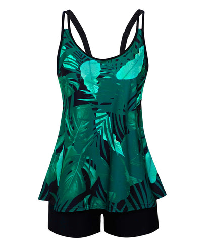 HOTArolina Tankini Swimsuits for Women Tummy Control Two Piece Bathing Suits Flowy Swim Tops with Boy Shorts