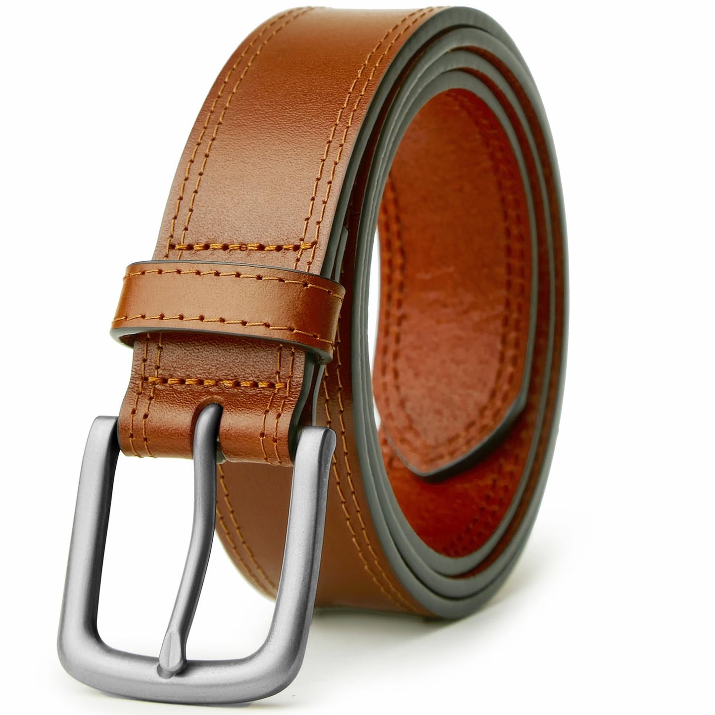 HOTVATAN Men's Full Grain Leather Casual Every Day Jeans Belts, Handmade Men Leather Belt with Gift Box