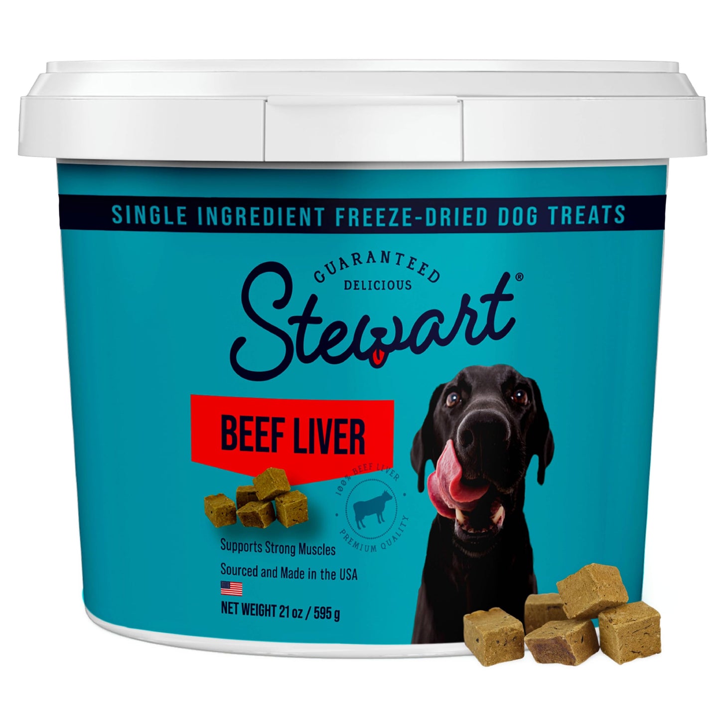 HOTStewart Freeze Dried Dog Treats, 100% Beef Liver, 21 oz Tub | Premium Quality Raw Protein, Single Ingredient, High Protein Training Treats & Food Topper, No Refrigeration, Cat Friendly