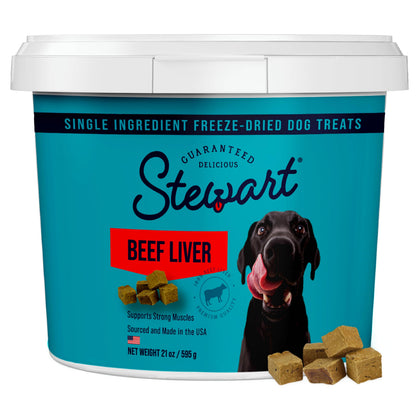 HOTStewart Freeze Dried Dog Treats, 100% Beef Liver, 21 oz Tub | Premium Quality Raw Protein, Single Ingredient, High Protein Training Treats & Food Topper, No Refrigeration, Cat Friendly