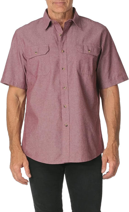 HOTWrangler Authentics Men's Short Sleeve Classic Woven Shirt