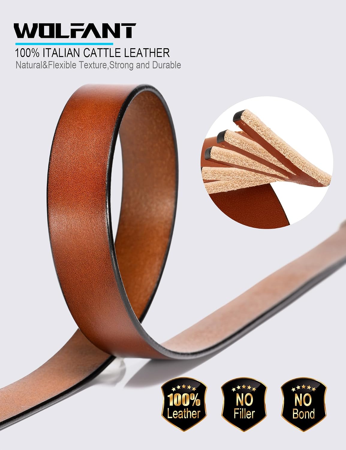 HOTWOLFANT 1.1" Womens Belts for Jeans,100% Italian Full Grain Real Leather | All-Day Comfy Durable Solid Leather Belt with Polished Gold Buckle in Gift Box