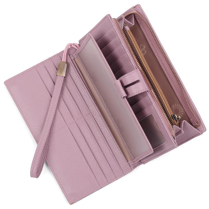 HOTSENDEFN Women's Wallet Large Capacity RFID Blocking Leather Wallets Credit Cards Organizer with Checkbook Holder