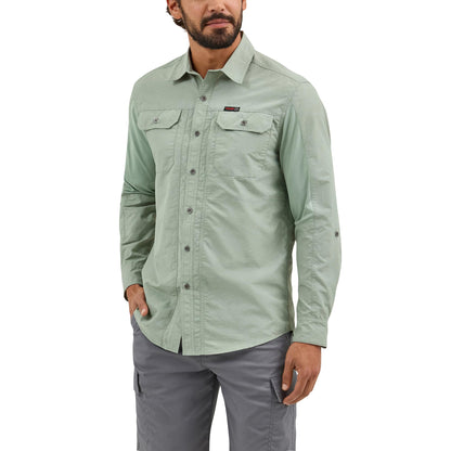 HOTATG by Wrangler Men's Long Sleeve Mixed Material Shirt