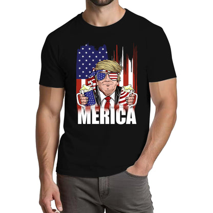 HOT4th of July Shirts for Men:Independence Day American Flag Patriotic Higher Quality Short Sleeve T-Shirt