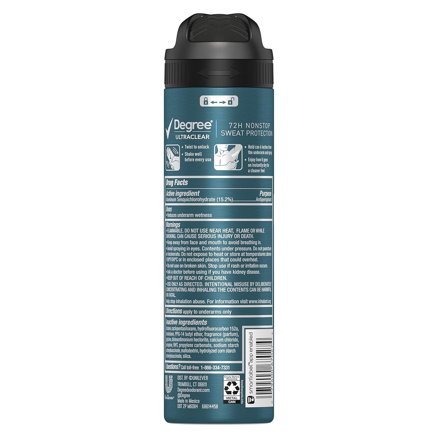 HOTDegree Men Antiperspirant Spray Black + White 3 Count Protects from Deodorant Stains Instantly Dry Spray Deodorant 3.8 oz