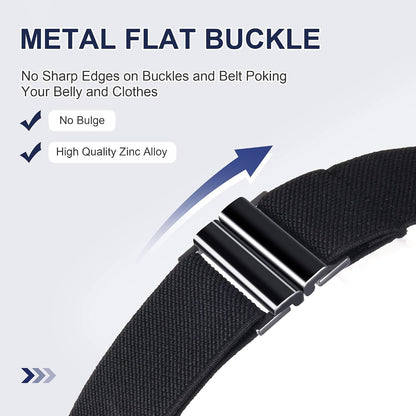 HOTTOURZOO No Show Invisible Belt for Women/Men Elastic Web Strap Waist Stretch Belt with Flat Buckle for Jeans Pants Dresses