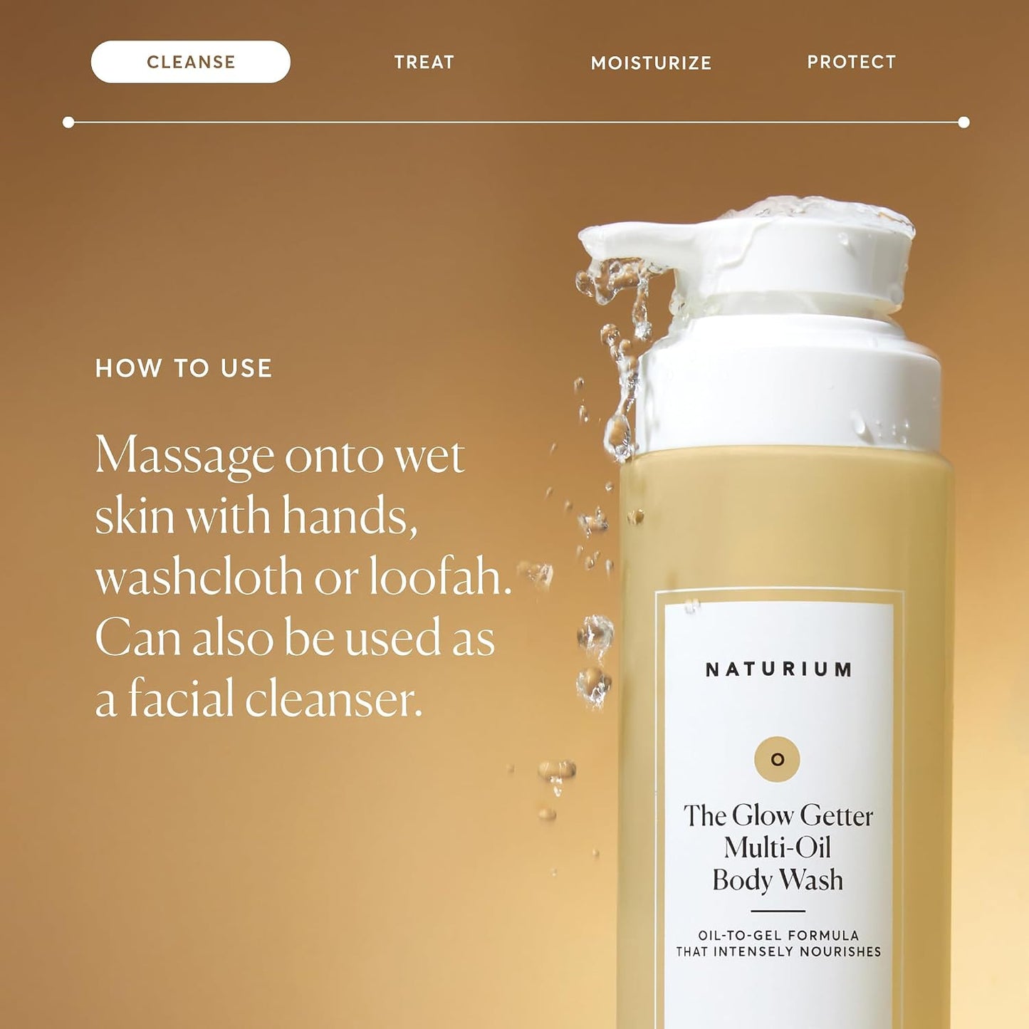 HOTNaturium The Glow Getter Multi-Oil Hydrating Body Wash, Gentle Cleanser, 16.9 oz