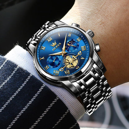 HOTOLEVS Watches Men Waterproof Luxury Big Face Mens Watch Stainless Steel Quartz Analog Dress Watches for Men Luminous Multifunction Man Watch Relojes De Hombre