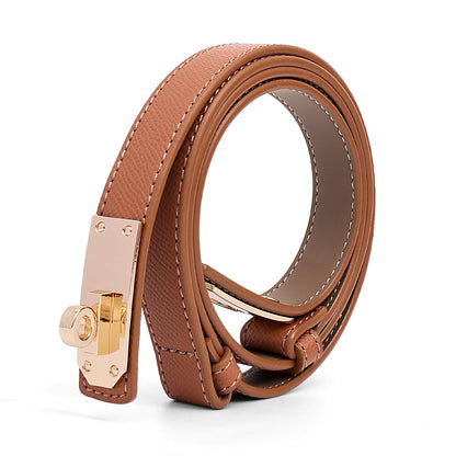 HOTWomen's Thin Leather Belts with Turn Lock Buckle,Belt Women Adjustable for Pants Dresses Jeans Coats