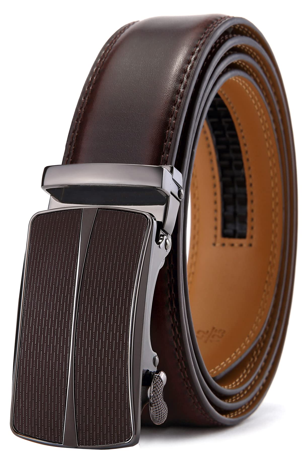 HOTBULLIANT Men's Belt,Slide Ratchet Belt Adjsutable For Men Suit Casual Jeans Gift Boxed,Trim To Fit
