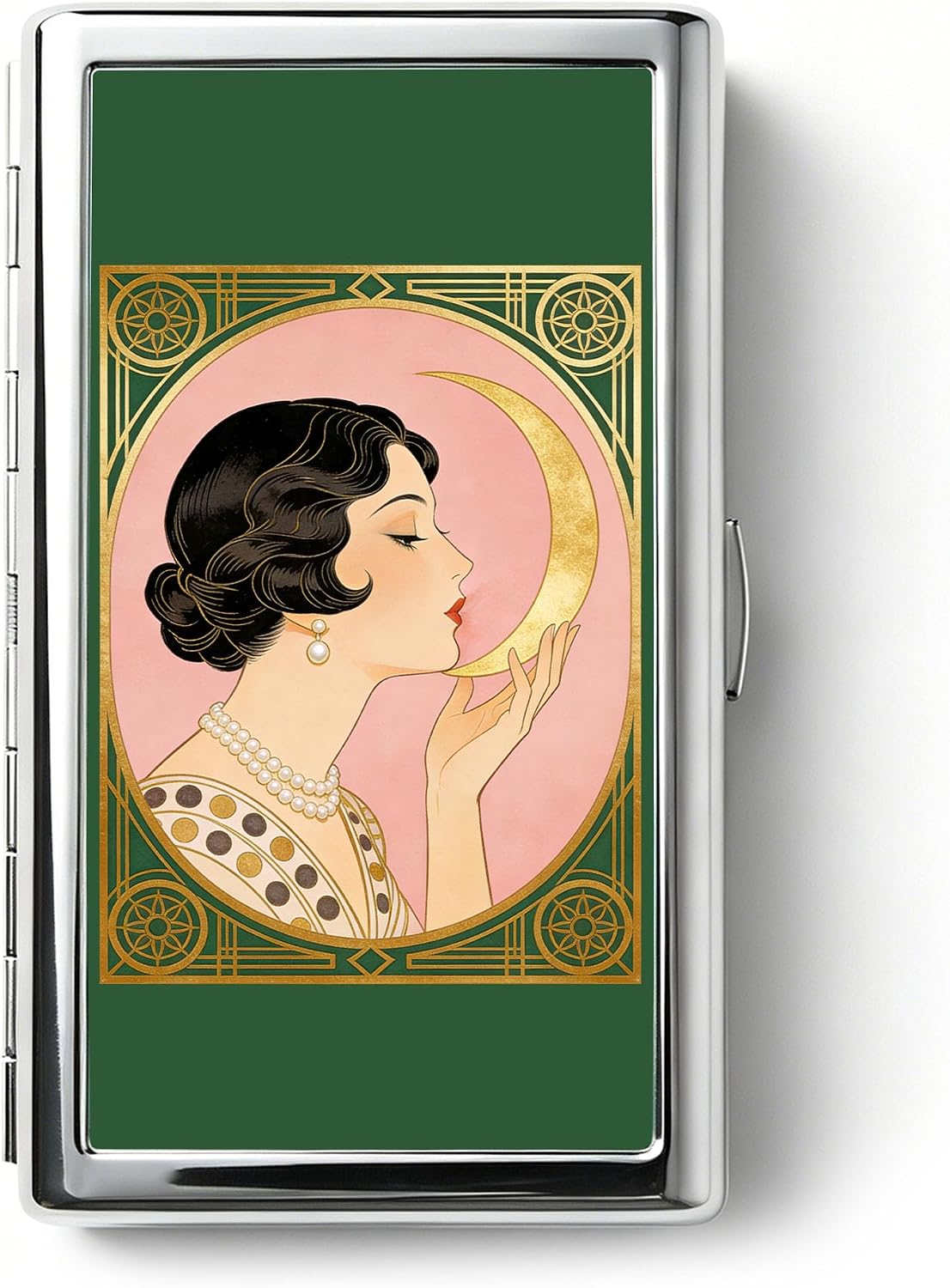 HOTVintage Art Deco Versatile Card & Cash Case, Slim Metal Wallet for Women Men Credit ID Business Cards (#A)