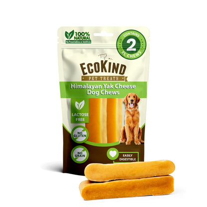 HOTEcoKind Yak Cheese Himalayan Dog Chews, Yak Chews for Large Dogs, 4-5 Bones | 1 Lb, Long Lasting for Aggressive Chewers, Only 3 Ingredient Natural High Protein Dental Dog Treats, No Additives or Lactose