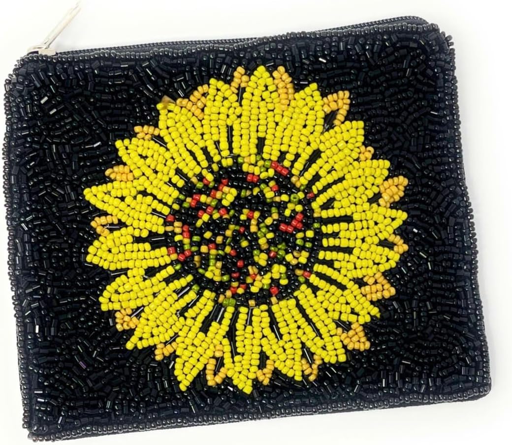HOTSunflower Beaded Purse Pouch, Small Wallets, Beaded Coin Purse, Sunflower Gifts, Small Pouch, Birthday Gifts, Gift Card Pouch, Mother's Day Gifts