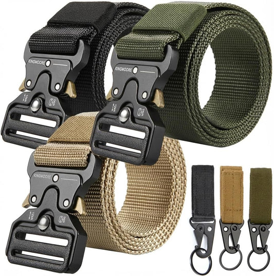 HOTKingMoore 3 Pack Tactical Belt for EDC Battle Military Utility Combat Gear with Heavy-Duty Quick-Release Metal Buckle