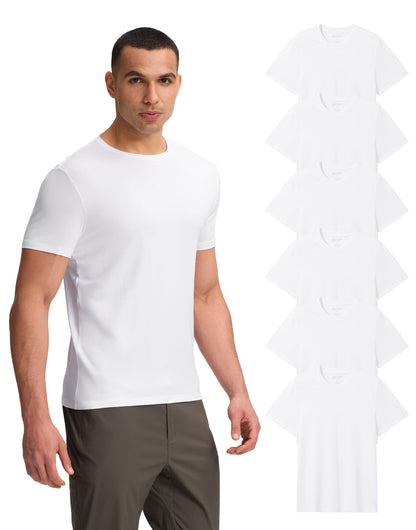 HOTPioneer Camp Mens Bamboo Shirts Ultra Soft Plain Tshirts for Men Cooling Crew Neck Casual Basic Tee Shirt Undershirt