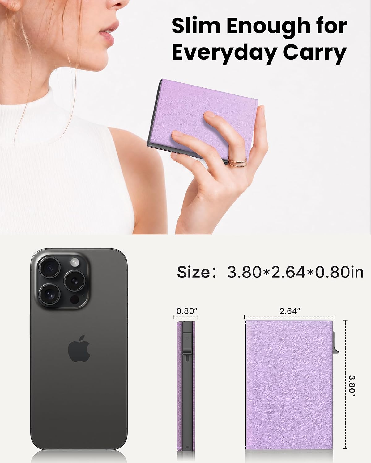 HOTSmall Wallet for Women: Slim Pop-Up Card Holder with RFID Blocking, ID Window and Cash Slot for Small Bags, Lavender Purple