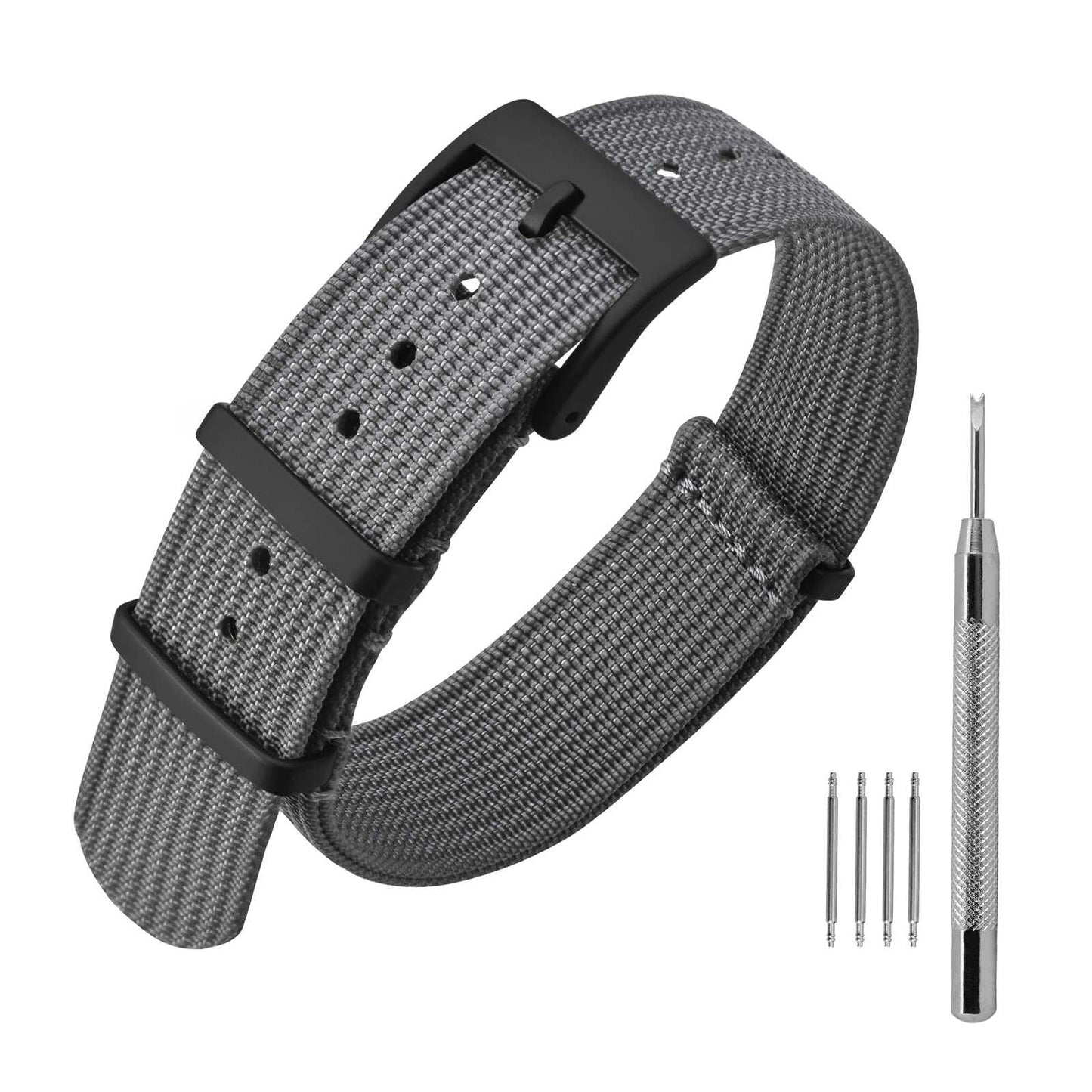 HOTANNEFIT Nylon Watch Band 16mm 18mm 20mm 22mm, One-Piece Waterproof Military Watch Straps with Heavy Buckle