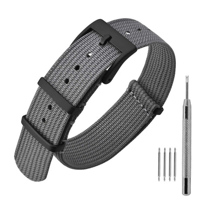 HOTANNEFIT Nylon Watch Band 16mm 18mm 20mm 22mm, One-Piece Waterproof Military Watch Straps with Heavy Buckle